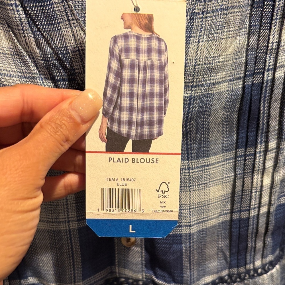 Wrangler Blue Plaid Blouse - Picture 4 of 7